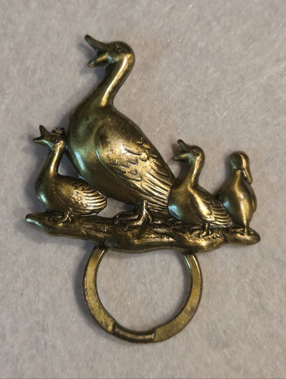 Cute Antique Goldtone Color Duck Scarf / Glasses Brooch / Pin